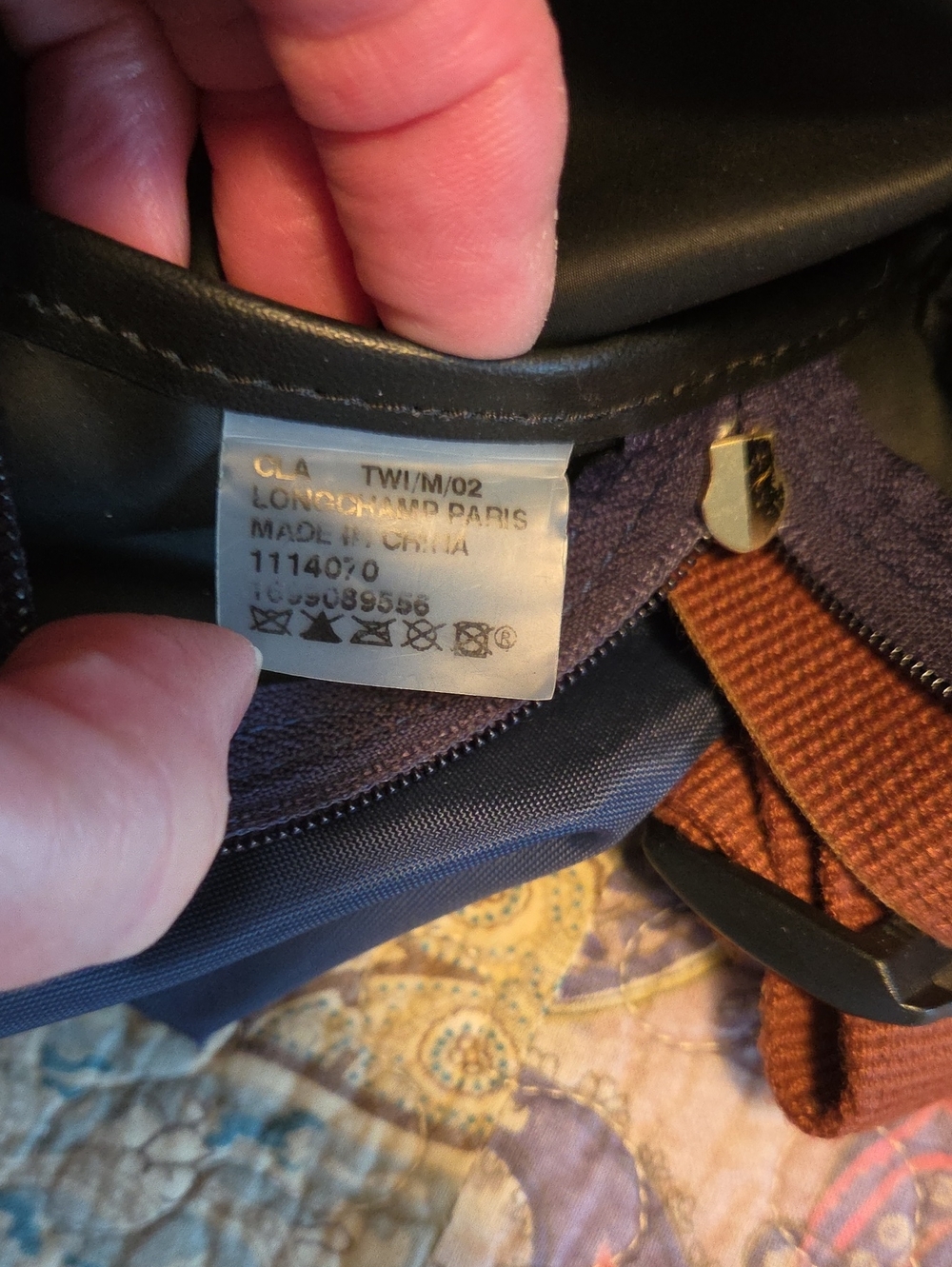 Longchamp Le Pliage Navy and Brown Leather Trim Small Backpack - Picture 4 of 9